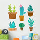 Six Cacti Cactus Wall Decal Sticker Set