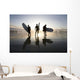 Silhouette Of Three Surfers Carrying Surfboards Wall Mural