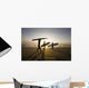 Silhouette Of Three Surfers Carrying Surfboards Wall Mural