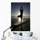 Silhouette Of Female Surfer Doing Yoga Tree Pose Wall Mural