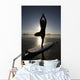 Silhouette Of Female Surfer Doing Yoga Tree Pose Wall Mural