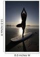 Silhouette Of Female Surfer Doing Yoga Tree Pose Wall Mural