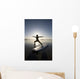 Silhouette Of Female Surfer Doing Warrior Yoga Pose Wall Mural
