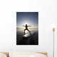 Silhouette Of Female Surfer Doing Warrior Yoga Pose Wall Mural