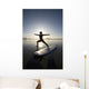 Silhouette Of Female Surfer Doing Warrior Yoga Pose Wall Mural