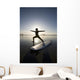 Silhouette Of Female Surfer Doing Warrior Yoga Pose Wall Mural
