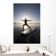 Silhouette Of Female Surfer Doing Warrior Yoga Pose Wall Mural