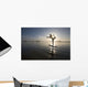Silhouette Of Female Surfer Doing Bow Pulling Yoga Pose Wall Mural