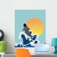 japanses fish jumping in wave Wall Mural