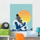japanses fish jumping in wave Wall Mural