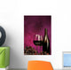 vertical of wine bottle with glasses and grapes Wall Mural
