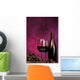 vertical of wine bottle with glasses and grapes Wall Mural