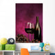 vertical of wine bottle with glasses and grapes Wall Mural