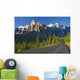 View Of Glacial Mountains And Trees Wall Mural