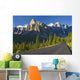 View Of Glacial Mountains And Trees Wall Mural