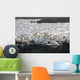 A Flock Of Gannets Standing On A Rock By The Water Wall Mural