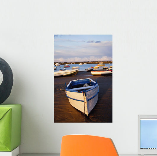 Boats Moored Near The Harbor Of Chiclana De La Frontera In Santa Petri Wall Mural