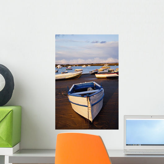 Boats Moored Near The Harbor Of Chiclana De La Frontera In Santa Petri Wall Mural