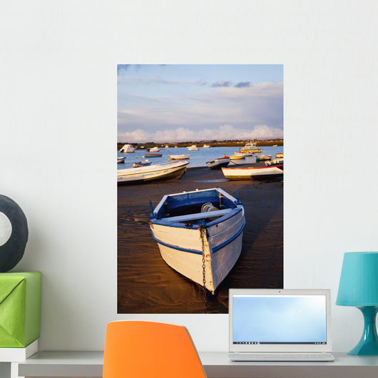 Boats Moored Near The Harbor Of Chiclana De La Frontera In Santa Petri Wall Mural