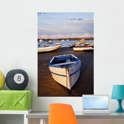 Boats Moored Near The Harbor Of Chiclana De La Frontera In Santa Petri Wall Mural