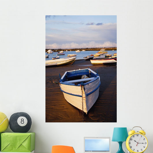 Boats Moored Near The Harbor Of Chiclana De La Frontera In Santa Petri Wall Mural