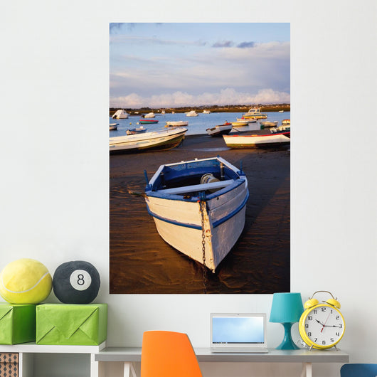 Boats Moored Near The Harbor Of Chiclana De La Frontera In Santa Petri Wall Mural