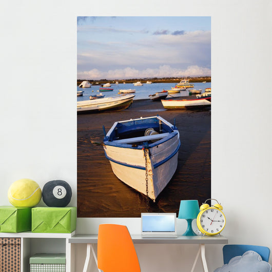 Boats Moored Near The Harbor Of Chiclana De La Frontera In Santa Petri Wall Mural