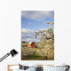 Apple Blossom Trees And A Red Barn Wall Mural