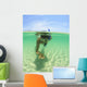 A Young Man Snorkels Holding A Starfish Underwater Wall Mural