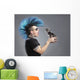A Man With A Blue Mohawk Yells At His Dog Wall Mural