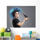 A Man With A Blue Mohawk Yells At His Dog Wall Mural