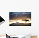 Trees And Animals Across An African Landscape At Sunset Wall Mural