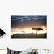 Trees And Animals Across An African Landscape At Sunset Wall Mural
