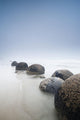 Boulders In A Row In The Shallow Water At The Beach Along The Coast Wall Mural