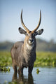 An Antelope Standing In Shallow Water Wall Mural