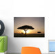 Trees On The Savannah With The Sun Glowing At Sunset Wall Mural