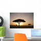 Trees On The Savannah With The Sun Glowing At Sunset Wall Mural