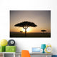 Trees On The Savannah With The Sun Glowing At Sunset Wall Mural