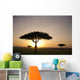 Trees On The Savannah With The Sun Glowing At Sunset Wall Mural