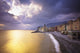 Buildings Along The Coast At Sunset Wall Mural