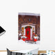 Christmas Decorations Around A Front Door Wall Mural