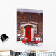 Christmas Decorations Around A Front Door Wall Mural