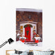 Christmas Decorations Around A Front Door Wall Mural