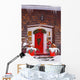 Christmas Decorations Around A Front Door Wall Mural