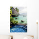 Jacuzzi and infinity pool over tropical ocean Wall Mural