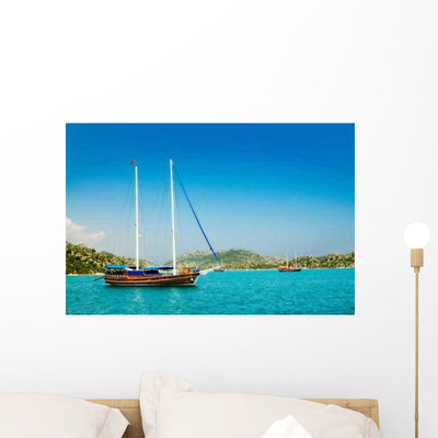 Wonderful Yachts Bay Turkey Wall Decal shown on a wall