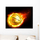 flying basketball on fire Wall Mural