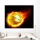 flying basketball on fire Wall Mural