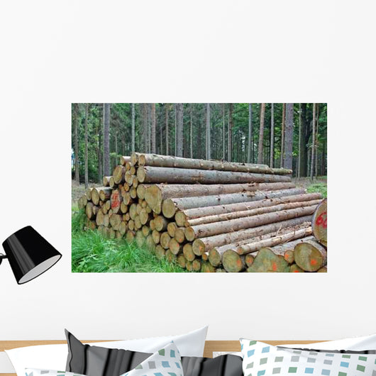 Stacked Logs Forest Wall Decal