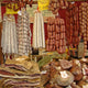 made in Italy, delicious italian sausages on tuscan market Wall Mural